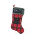 Northlight Seasonal 20.5" Red & Black Plaid Christmas Stocking w/ Pocket & Faux Fur Cuff Faux Fur/Polyester in Black/Red | 20.5 H x 12 W in | Wayfair