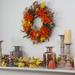 Northlight Seasonal Mums & Acorns Artificial Floral Twig Wreath 22-Inch Unlit Wood/Twig in Brown/Orange | 22 H x 22 W x 5 D in | Wayfair
