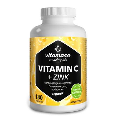 Vitamaze - VITAMIN C 1000 mg hochdosiert+Zink vegan Tabletten Vitamine