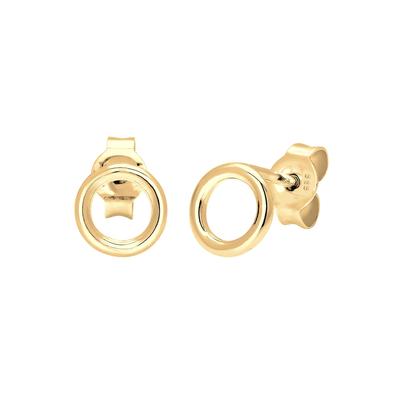 Elli PREMIUM - Stecker Kreis Geo Basic Minimal 585 Gelbgold Rond Ohrringe Damen