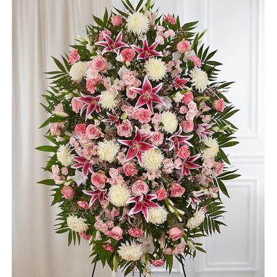 1-800-Flowers Flower Delivery Pink & White Funeral Standing Spray Xl | Happiness Delivered To Their Door