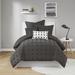 Latitude Run® Kazi Cotton Jacquard Comforter Set w/ Euro Shams & Throw Pillows Polyester/Polyfill/Cotton in Gray | Wayfair