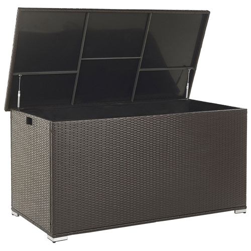 Auflagenbox Braun Rattan 155 x 75 cm 770 L mit Deckel für Garten für Terrasse Aufbewahrung Kissenbox