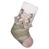 Vickerman 659861 - 21" Green Holly Leaf Velvet Stocking (KV203721) Christmas Tree Stocking Ornament