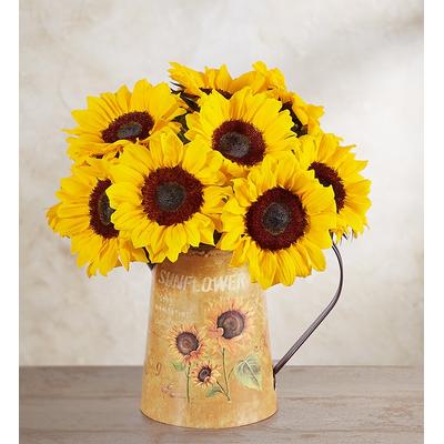 1-800-Flowers Flower Delivery Sunflower Bouquet 10 Stems W/ Sunflower Pitcher | Happiness Delivered To Their Door