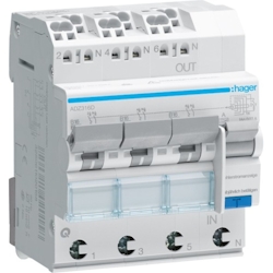 Hager Fehlerstrom-Leitungsschutzschalter 3X 1P+N 6kA B-Charakt. 16A 30mA Typ A, QuickConnect (Stecktechnik), 4TE Image