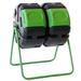 FCMP Outdoor HOTFROG 37 Gallon Dual Body Rotating Tumbling Composter Bin, Green Metal in Black | 36 H x 28 W x 30 D in | Wayfair HF-DBC4000