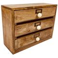 EliteKoopers 28cm Solid Wood Three Drawer Desktop Organiser For Home Office