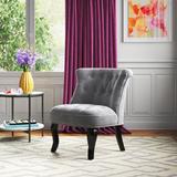 Side Chair - Etta Avenue™ Grenier Traditional Velvet Upholstered Wingback Side Chair w/ Button-Tufted in Gray | 30.3 H x 25.1 W x 26.7 D in | Wayfair