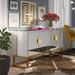 Mercer41 Analea Buffet Table Metal in White/Yellow | 31 H x 64 W x 16 D in | Wayfair 9A2106CAE4C64B92AEEB6121D6F4FCE5