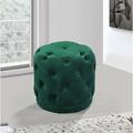 Mercer41 Olivios 18" Wide Velvet Tufted Round Standard Ottoman Velvet in Green | 17 H x 18 W x 18 D in | Wayfair A4385D45C155429E94CA7009A3DA3DA8