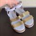 Free People Shoes | Free People White And Gold Chunky Sandals Size 10 | Color: Gold/White | Size: 10