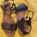 Ralph Lauren Shoes | Black Ralph Lauren Leather Wedge Sandals | Color: Black | Size: 7