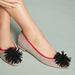 Anthropologie Shoes | Nib Rare Anthropologie Pompom Suede Ballet Flats | Color: Black/Red | Size: 8.5