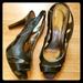 Nine West Shoes | Nine West Peep Toe Black Leather Heels Shoes 8 | Color: Black/Silver | Size: 8