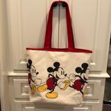 Disney Bags | Disney World Mickey Mouse Large Tote | Color: Cream/Red | Size: 15 1/2 In T X 14 In Across X 5 1/8 In W