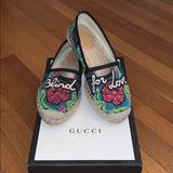 Gucci Shoes | Gucci Blind For Love Embroidered Espadrilles Flats | Color: Red | Size: 6