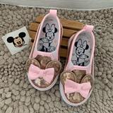 Disney Shoes | Minnie Mouse Pink Glitter Shoes With Ears And Bow | Color: Gold/Pink | Size: 5/6