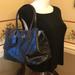 Coach Bags | Coach Patent Leather Signature Stitched Black Bag | Color: Black/Blue | Size: 14 X 9”