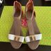 Tory Burch Shoes | Gorgeous Tory Burch T Strap Sandal 7.5 | Color: Brown/White | Size: 7.5