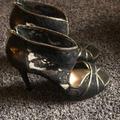 Jessica Simpson Shoes | Jessica Simpson Gold/Black Lace High Heel Shoes!!! | Color: Black/Gold | Size: 10