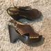 Michael Kors Shoes | Michael Kors Wedge Heels Brown Studded Leather | Color: Brown/Gold | Size: 5.5