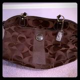 Coach Bags | Coach Cloth Shoulder Bag Brown | Color: Brown | Size: 12” X 4” On Bottom