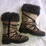 Coach Shoes | Coach Winter Boots, Fur Trim, Fleece Lined, Sz 7.5 | Color: Brown | Size: 7.5