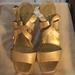 Jessica Simpson Shoes | Metallic Gold Jessica Simpson Platform Sandals | Color: Cream/Gold | Size: 7