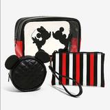 Disney Bags | Disney Mickey Mouse Silhouette Makeup Bag Set | Color: Black/Red | Size: Os