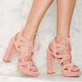 Urban Outfitters Shoes | Nib Blush Pink Chunky Heel Platform Ghillie Sandal | Color: Pink | Size: Various