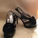 Nine West Shoes | Nine West Black Sling Back Heels, Flower, Size 8.5 | Color: Black | Size: 8.5