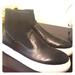 Zara Shoes | New Zara Contrasting Leather High Top Sneakers | Color: Black | Size: 9
