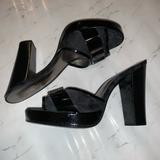 Coach Shoes | Coach Black Logo Lisete Sandals Heels Size 8 | Color: Black | Size: 8