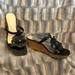 Nine West Shoes | Black Nine West Cork Wedge Leather Sandals. | Color: Black | Size: 7