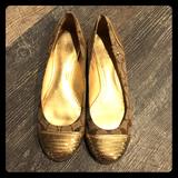 Coach Shoes | Coach Flats With Gold Sequins 37.5 Euc | Color: Tan | Size: 7.5