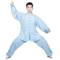 qyy Tai Chi Uniform Chinese Kung Fu Clothing Cotton and Linen Tai Chi Suit Martial Long Sleeve Tang Suit Kung Fu Jacket and Pant SetLight blue-S