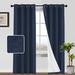 Latitude Run® Dawain Linen Solid Black Out Thermal Grommet Curtain Panels Polyester in Green/Blue/Navy | 96 H in | Wayfair