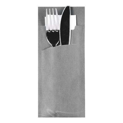 Papstar Bestecktaschen 8,5 x 20 cm grau mit Serviette, 520 Stück grau, 8.5 cm