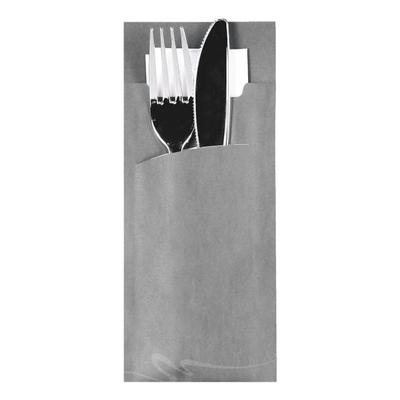 Bestecktaschen 8,5 x 20 cm grau mit Serviette, 520 Stück grau, Papstar, 8.5 cm