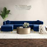 Blue Sectional - Willa Arlo™ Interiors Shingleton 132" Wide Velvet Symmetrical Modular Sofa & Chaise Upholstery/Velvet | Wayfair