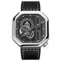 AGELOCER Men's Watch Top Brand Automatic Skeleton Stainless Steel Waterproof Mechanical Fashion Punk Watch Square Luminous Power Reserve Analog Luxury Watches (VU:5801A1), VU:5801A1, Mechanical