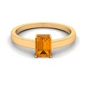 Emerald Cut Citrine Solitaire Engagement Ring| November Birthstone| 6X8 MM| AAA Quality, Yellow Gold, Size:N1/2