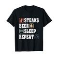 Herren Steaks Beer Sleep Repeat - lustiges Steak und Bier Sprüche T-Shirt