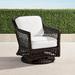 Hampton Swivel Lounge Chair in Black Walnut Finish - Rain Resort Stripe Cobalt - Frontgate