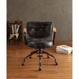 Williston Forge Marlette Tilt Backrest Genuine Leather Executive Chair Upholstered in Black | 32 H x 25 W x 24 D in | Wayfair