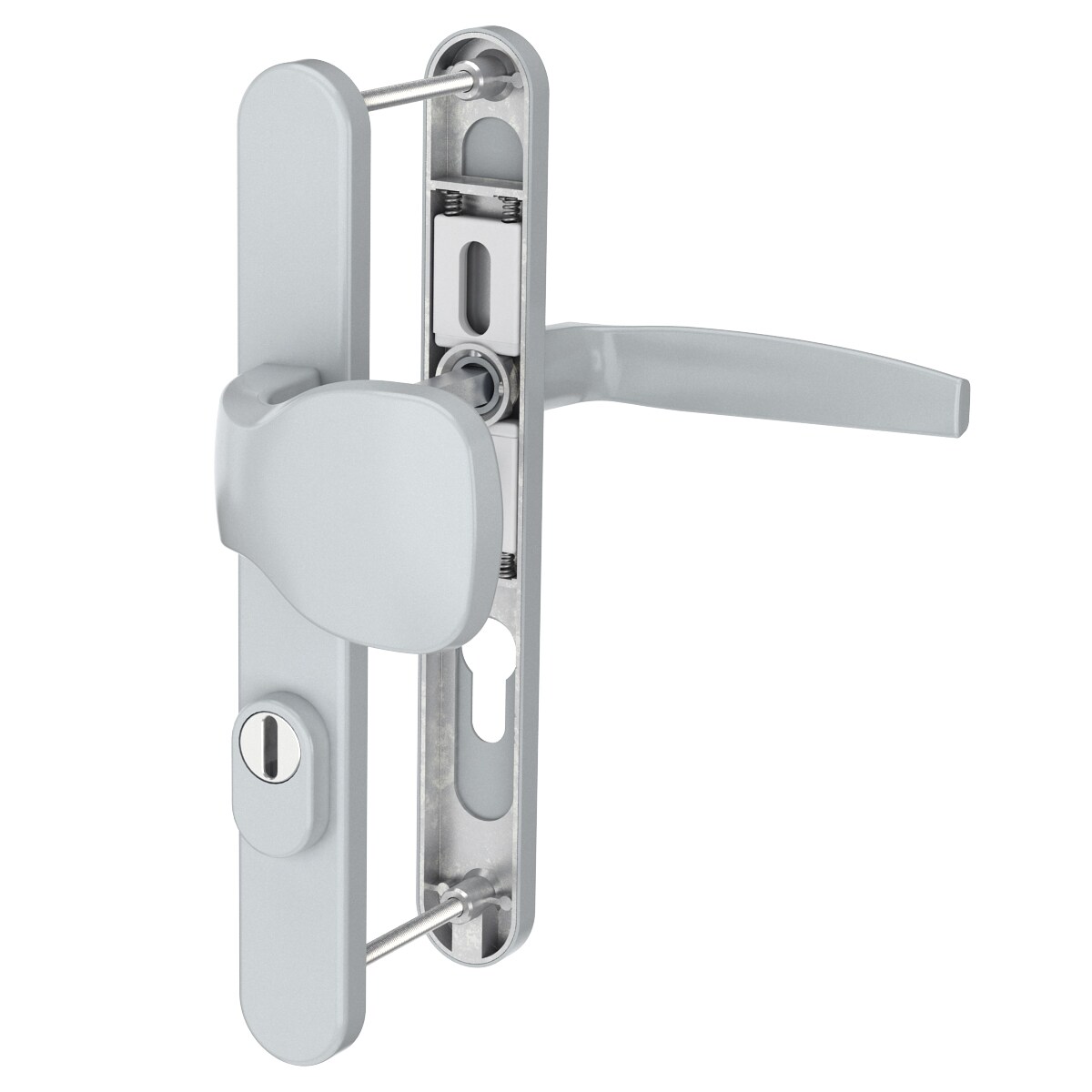 MS Beschläge PZ Schmalrahmengarnitur 92mm Silber Kernziehschutz Knopf/Drücker TS 87-102mm Image