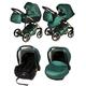 Stroller Travel System pram 3 in1 Combo Set with car seat Choice Buggy isofix Yukon GT by Chillykids British Racing Green 04 3in1 with Baby seat