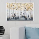 Art Remedy Nature & Landscape Golden Woods White Autumn Forest - Graphic Art Print Canvas in Black | 30 H x 45 W x 1.5 D in | Wayfair