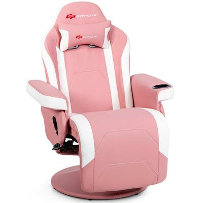 Costway Ergonomic High Back Massage Gaming Chair with Pillow-Pink